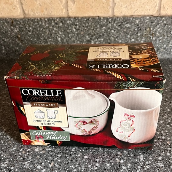 Corelle Coodinates Callaway Holiday Sugar & Creamer Set Vintage July 1999- NIB - Picture 8 of 10